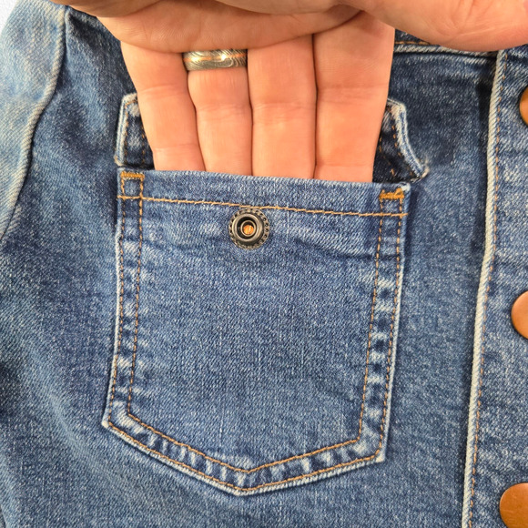 Madewell Two Tone Colorblock Button Front Denim Classic Mini Skirt Size 26 - Picture 4 of 9